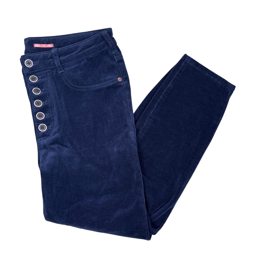 Anthropologie Pilcro High Rise Skinny Navy Blue Corduroy Pants Button Fly 32 P
